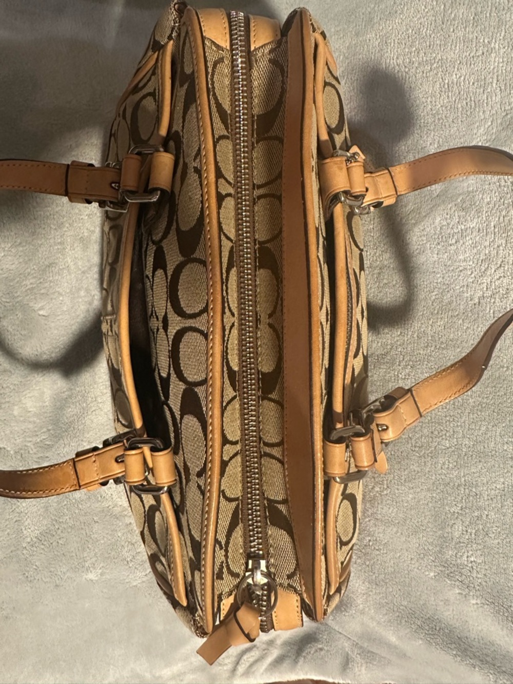 Vintage Y2K COACH 6828 Khaki Signature Mini Satchel Tan Tassel - Picture 3 of 8